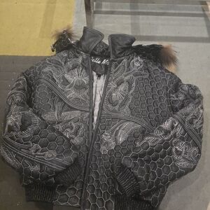 Pelle Moda Black Quilted Kids Jacket with Embroidered Design